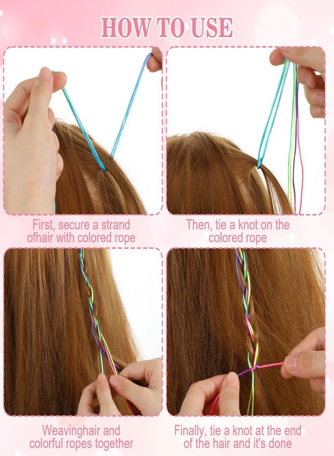 Elegaperma 120pcs Hair Strings for Braids, Hair Wrap String, Hair Ribbons for Braiding, Rainbow Braiding Hair Rope for Girls DIY Braids Ponytail Styling - Image 5